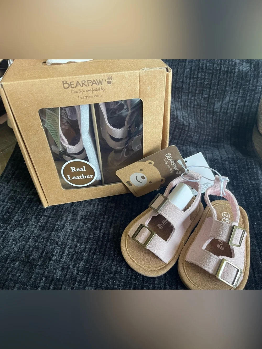 BearPaw Toddler Pink Leather Buckle Sandals